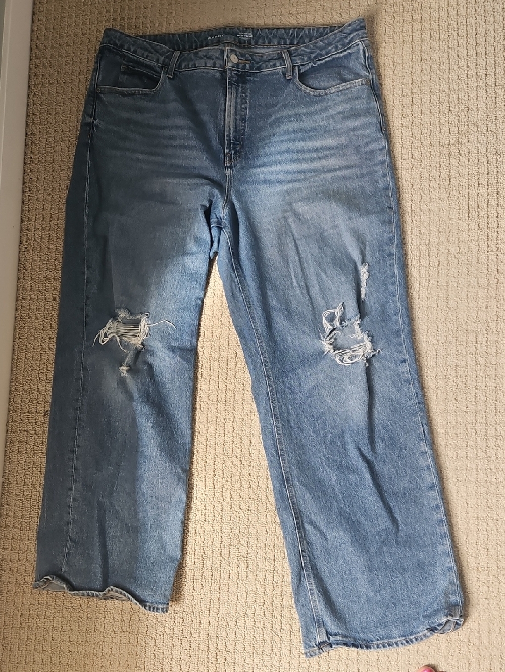 Old Navy Women's Light Blue Distressed Wide-Leg Sky High Jeans